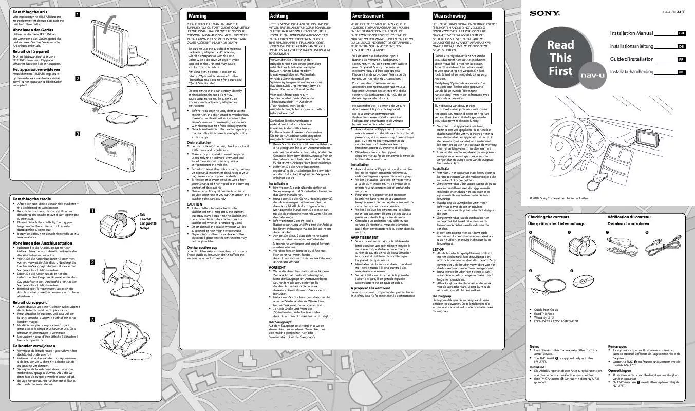 Mode d'emploi SONY NV-U73TW