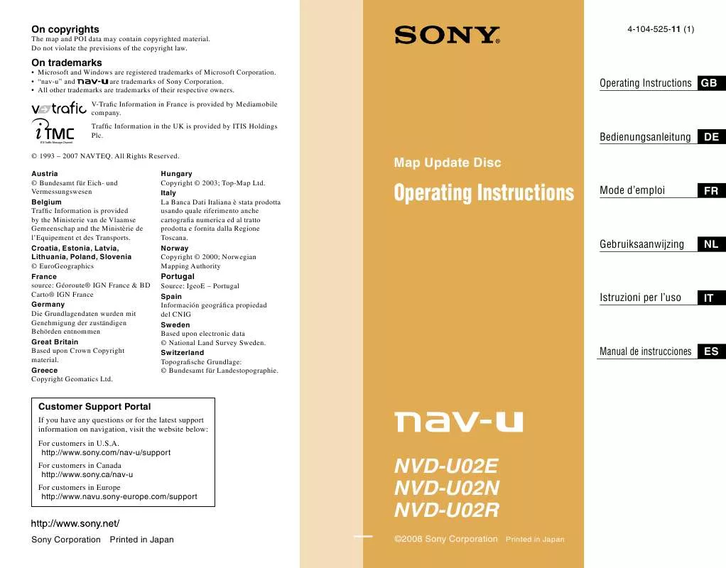 Mode d'emploi SONY NVD-U02N