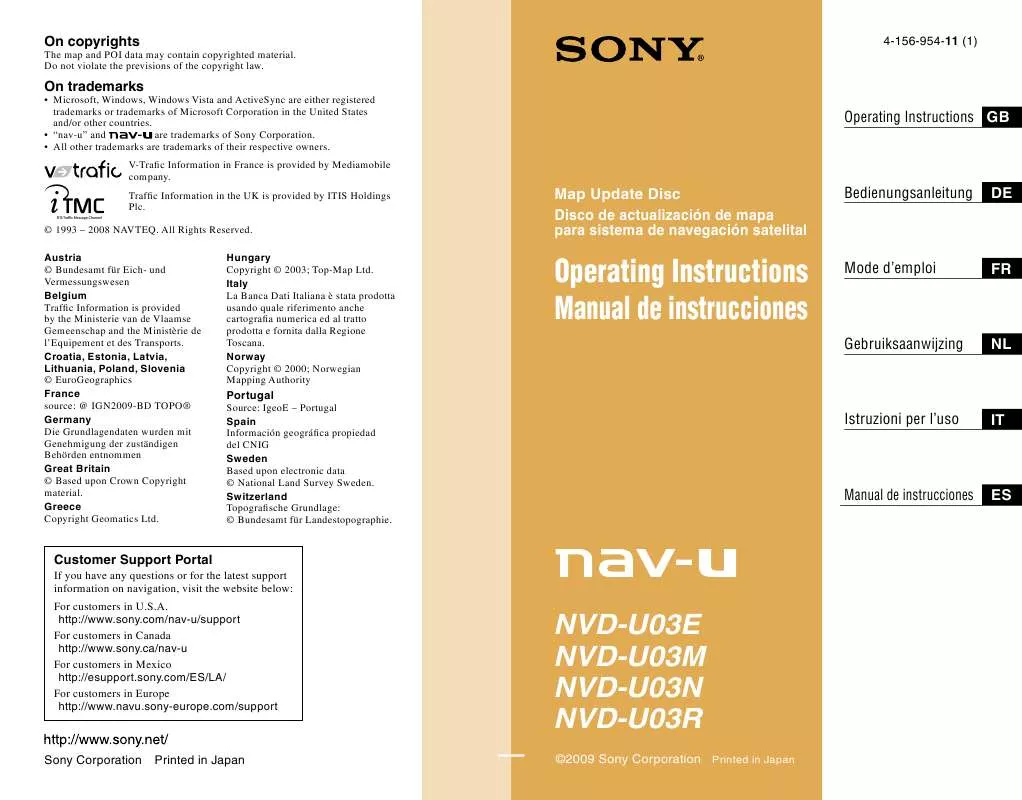 Mode d'emploi SONY NVD-U03N