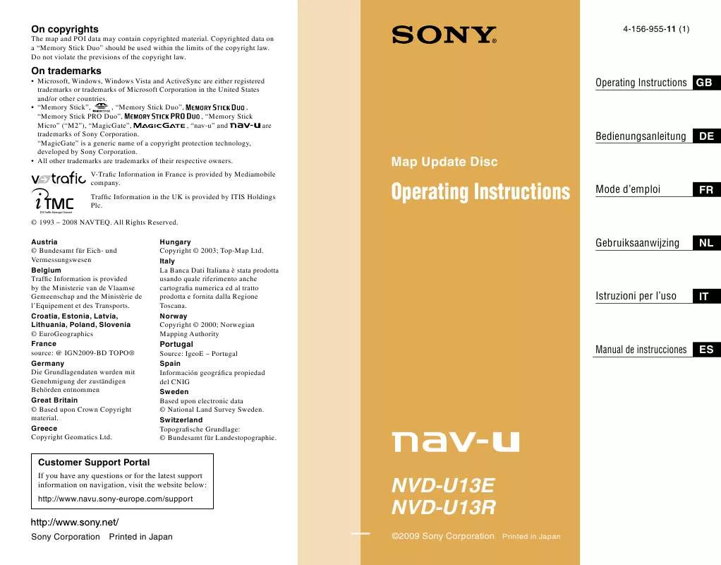 Mode d'emploi SONY NVD-U13E