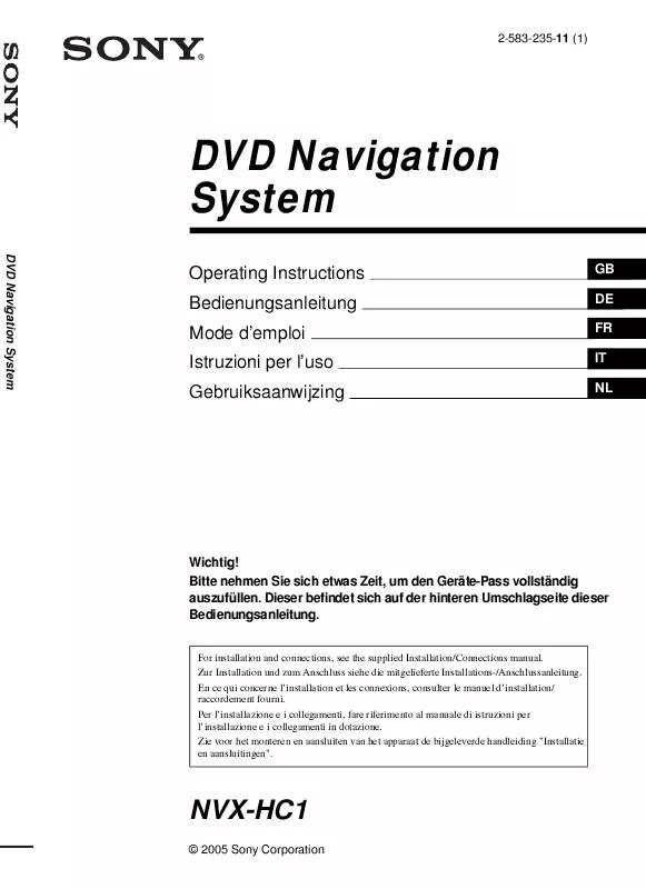 Mode d'emploi SONY NVX-HC1