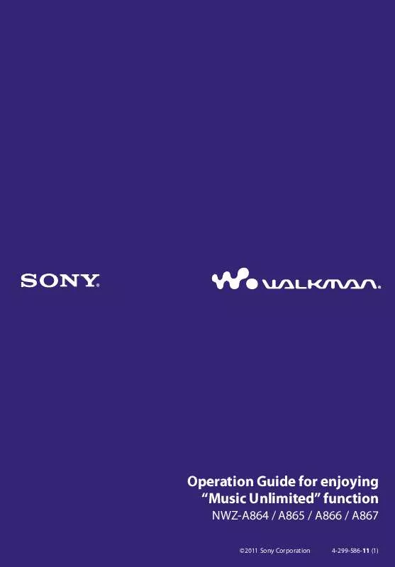 Mode d'emploi SONY NWZ-A866