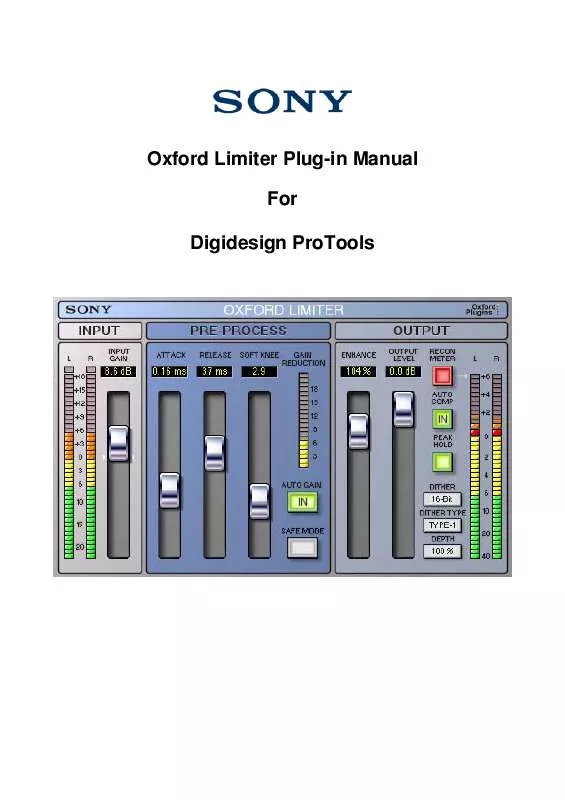 Mode d'emploi SONY OXFORD LIMITER PLUG-IN