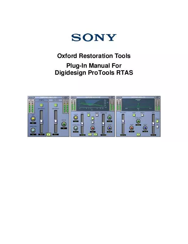 Mode d'emploi SONY OXFORD RESTORATION TOOLS