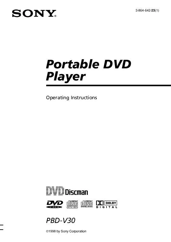 Mode d'emploi SONY PBD-V30