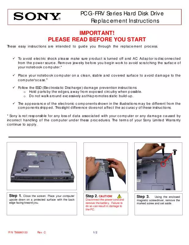 Mode d'emploi SONY VAIO PCG-FRV37