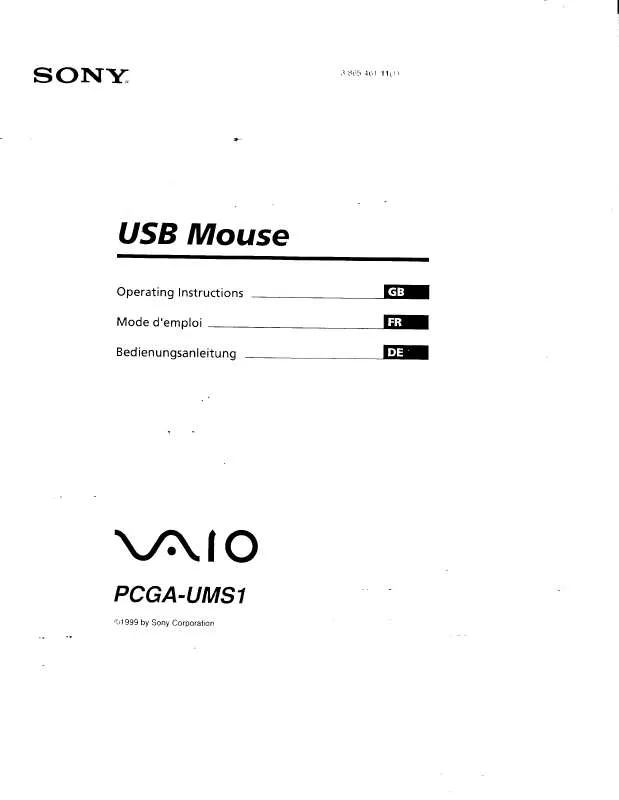 Mode d'emploi SONY VAIO PCGA-UMS1