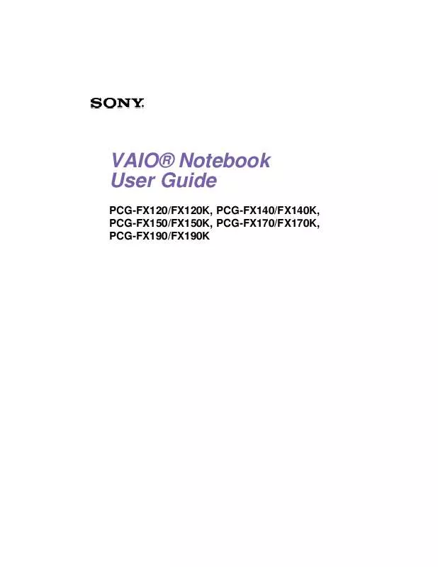 Mode d'emploi SONY PCG-FX120K