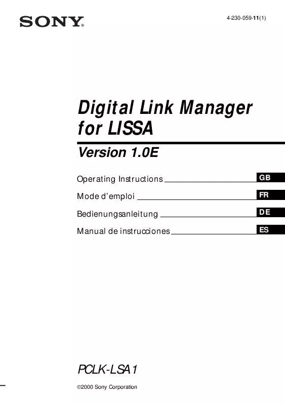 Mode d'emploi SONY PCLK-LSA1