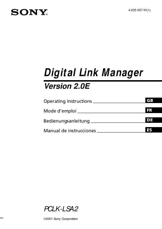 Mode d'emploi SONY PCLK-LSA2