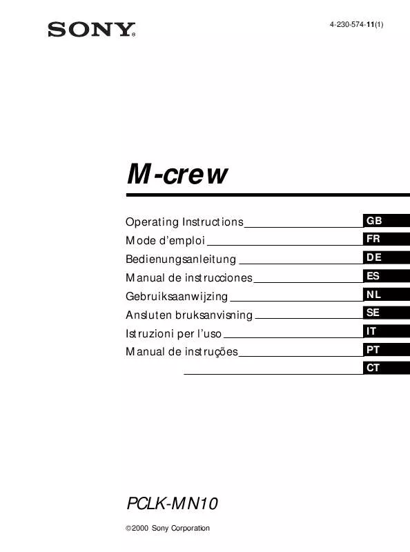 Mode d'emploi SONY PCLKMN10