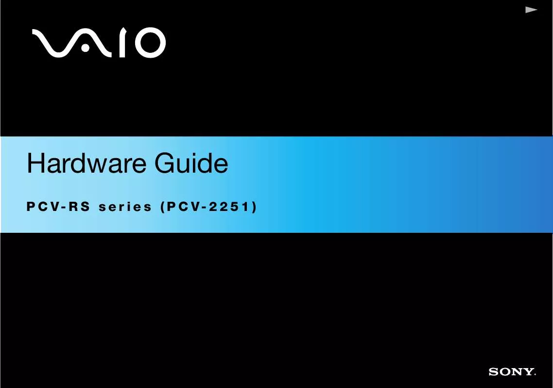 Mode d'emploi SONY PCV-RS602