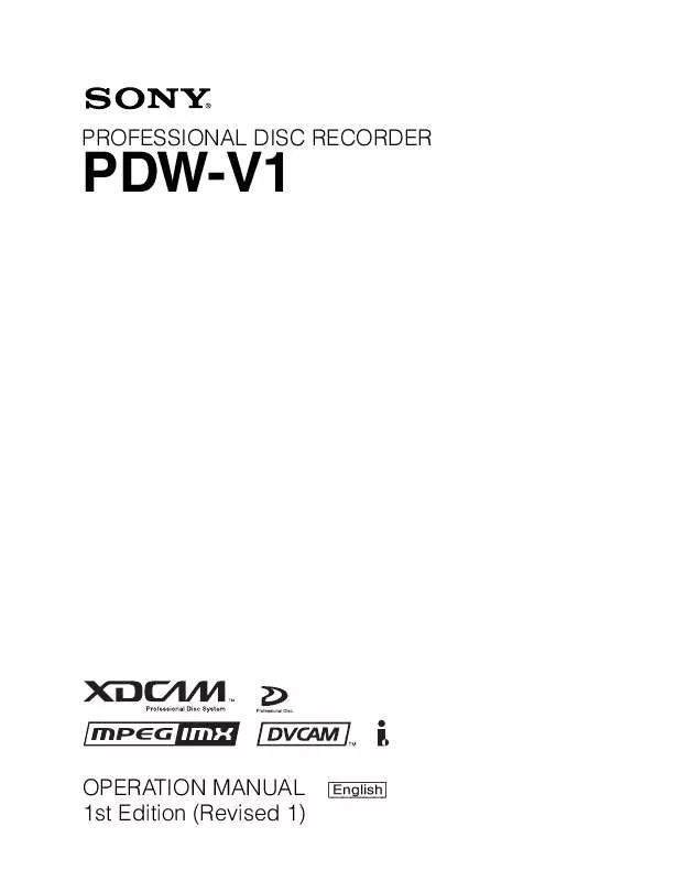 Mode d'emploi SONY PDWV1OP