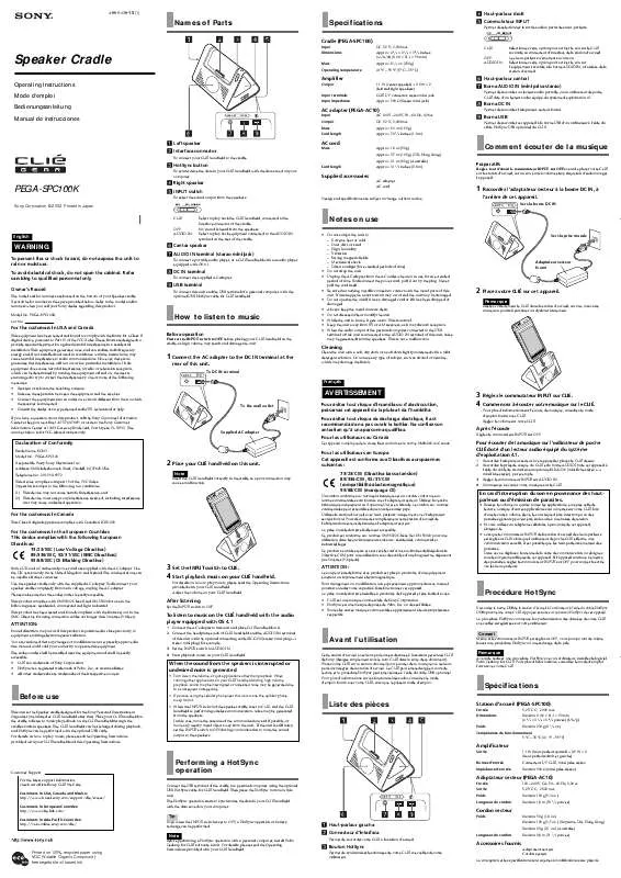 Mode d'emploi SONY PEG-ASPC100K