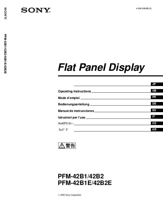 Mode d'emploi SONY PFM-42B1S