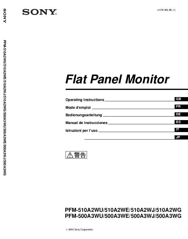 Mode d'emploi SONY PFM-510A2WU