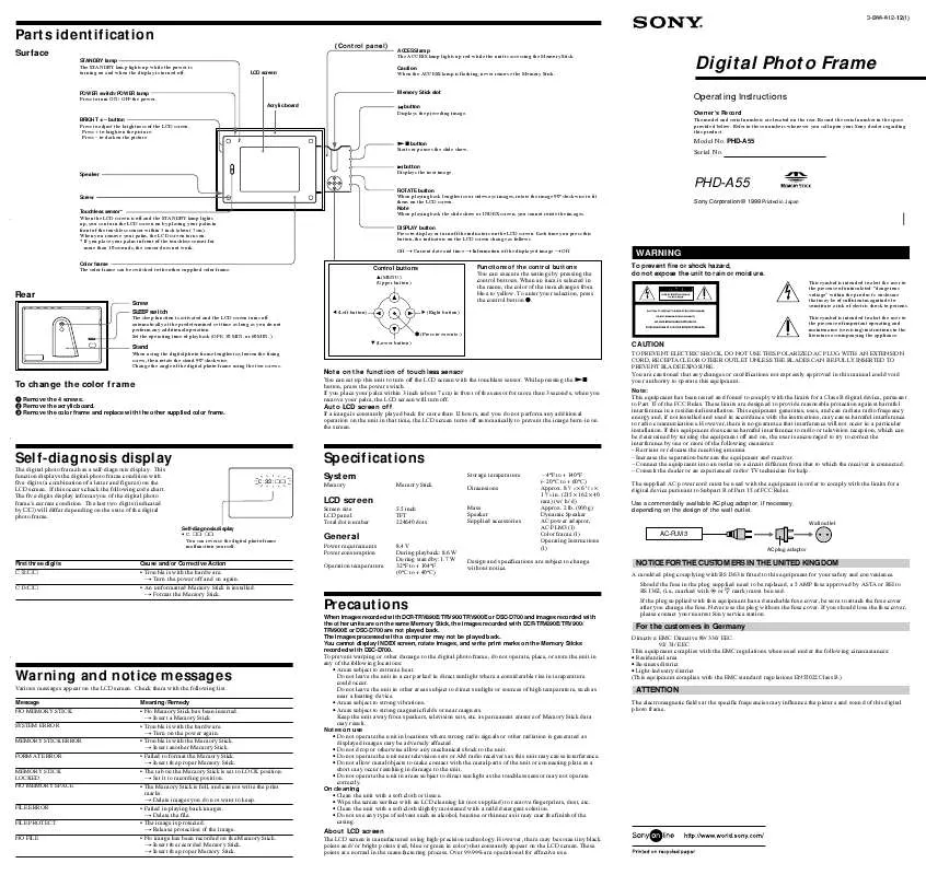 Mode d'emploi SONY PHDA55