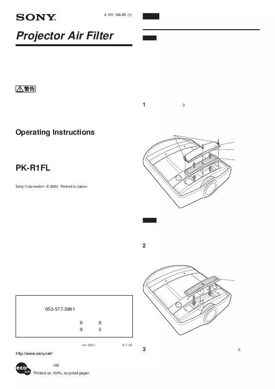 Mode d'emploi SONY PK-R1FL