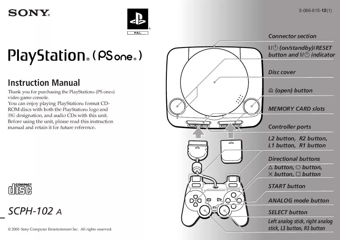 Mode d'emploi SONY PLAYSTATION