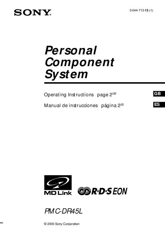 Mode d'emploi SONY PMC-DR45L