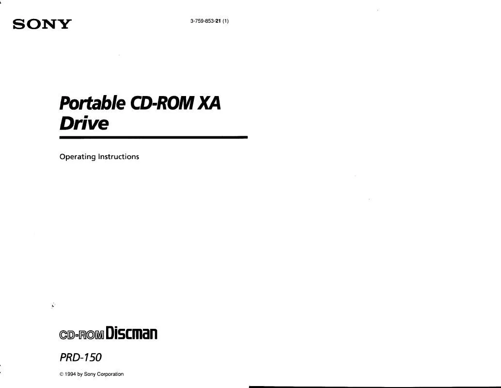 Mode d'emploi SONY PRD150