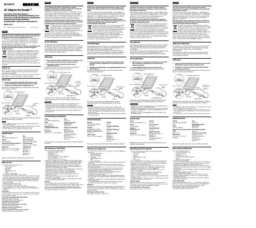 Mode d'emploi SONY PRSA-AC1A