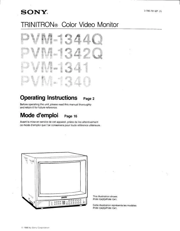 Mode d'emploi SONY PVM-1341