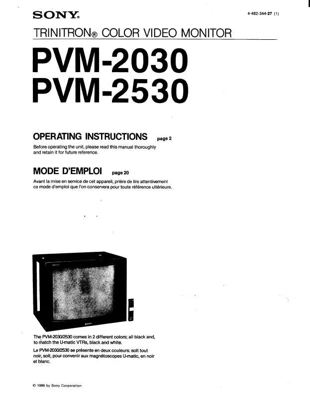 Mode d'emploi SONY PVM-2030/BS