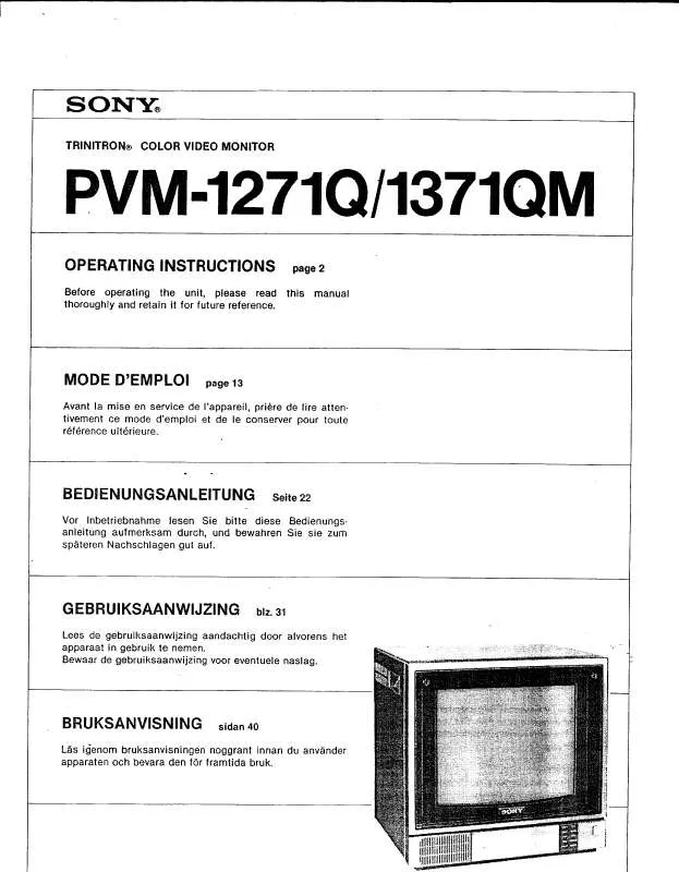 Mode d'emploi SONY PVM-1271Q