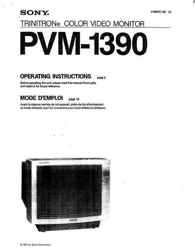 Mode d'emploi SONY PVM-1390