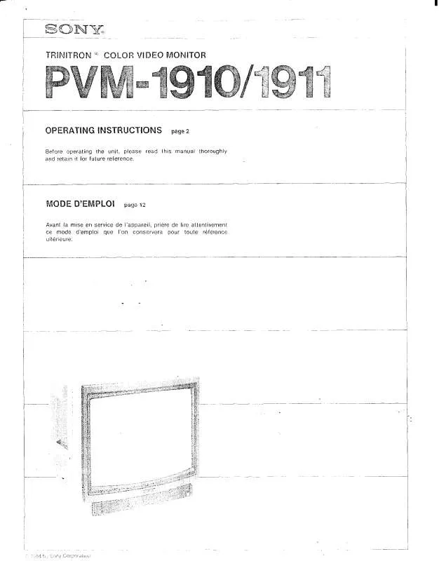 Mode d'emploi SONY PVM-1910