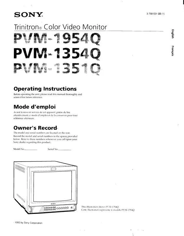 Mode d'emploi SONY PVM-1954Q