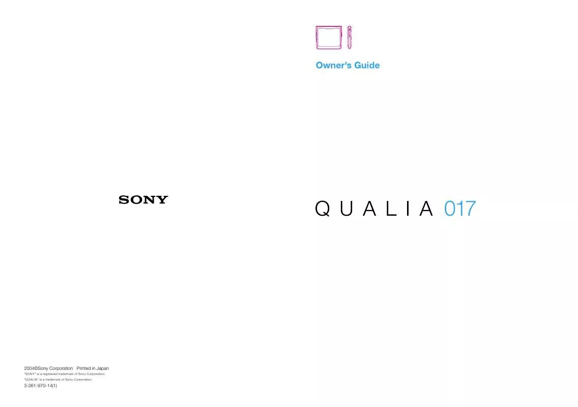 Mode d'emploi SONY Q017MD1