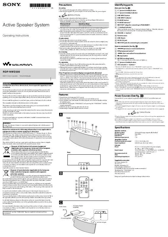 Mode d'emploi SONY RDP-NWD300