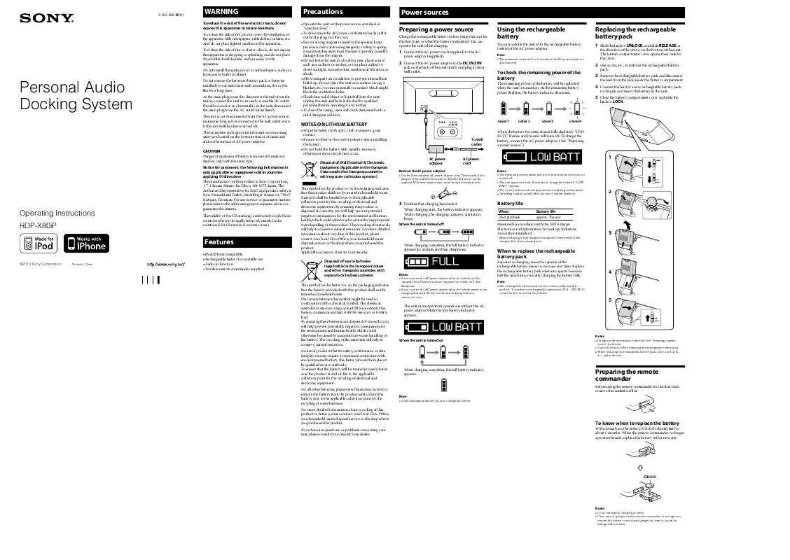 Mode d'emploi SONY RDP-X80IP