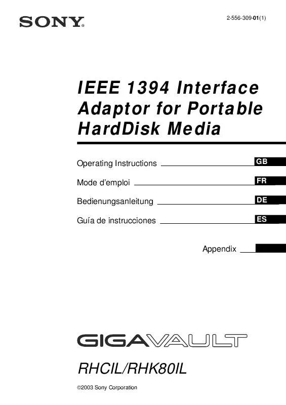 Mode d'emploi SONY RHK80IL