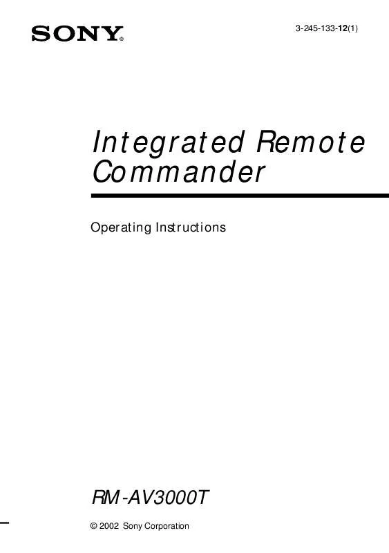 Mode d'emploi SONY RM-AV3000T