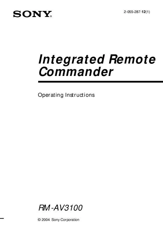 Mode d'emploi SONY RM-AV3100