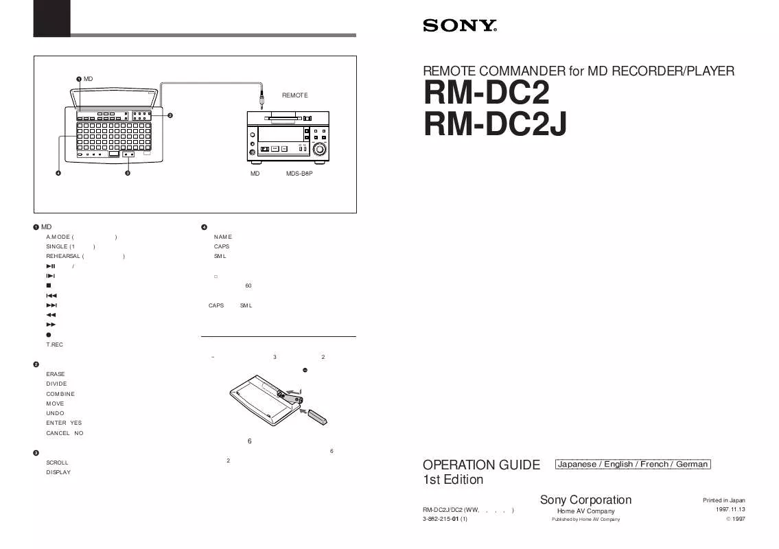 Mode d'emploi SONY RM-DC2