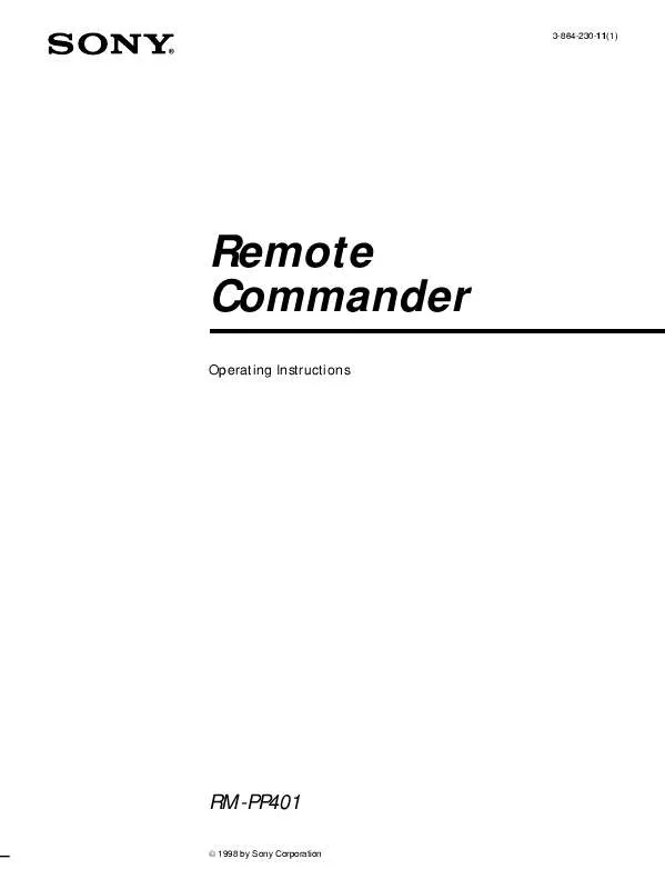 Mode d'emploi SONY RM-PP401