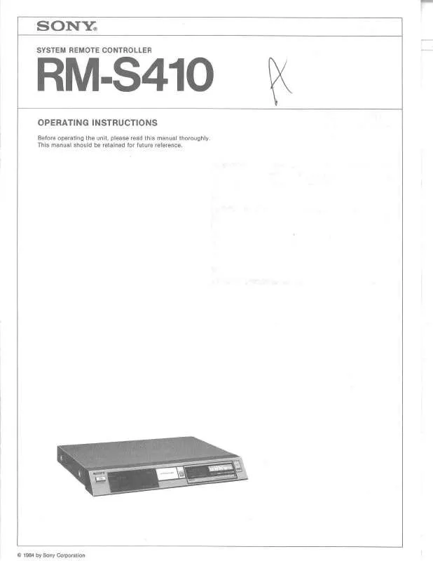 Mode d'emploi SONY RM-S410