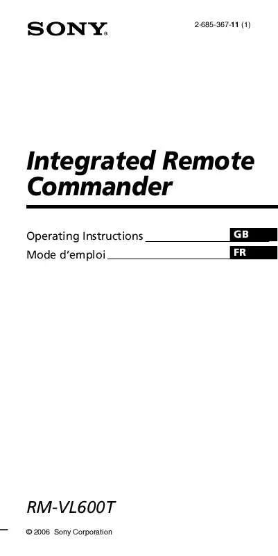 Mode d'emploi SONY RM-VL600T