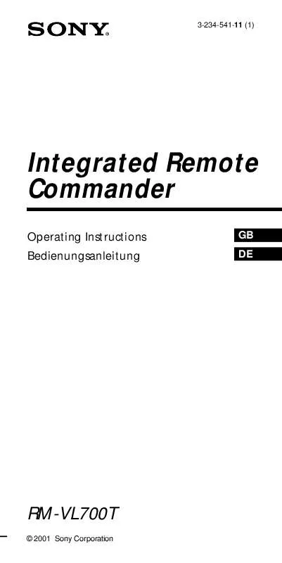 Mode d'emploi SONY RM-VL700T