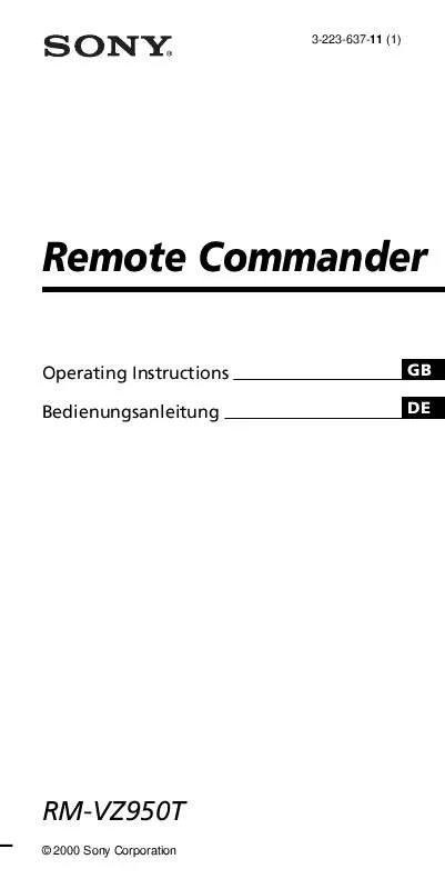 Mode d'emploi SONY RM-VZ950T