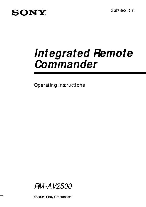 Mode d'emploi SONY RM-AV2500