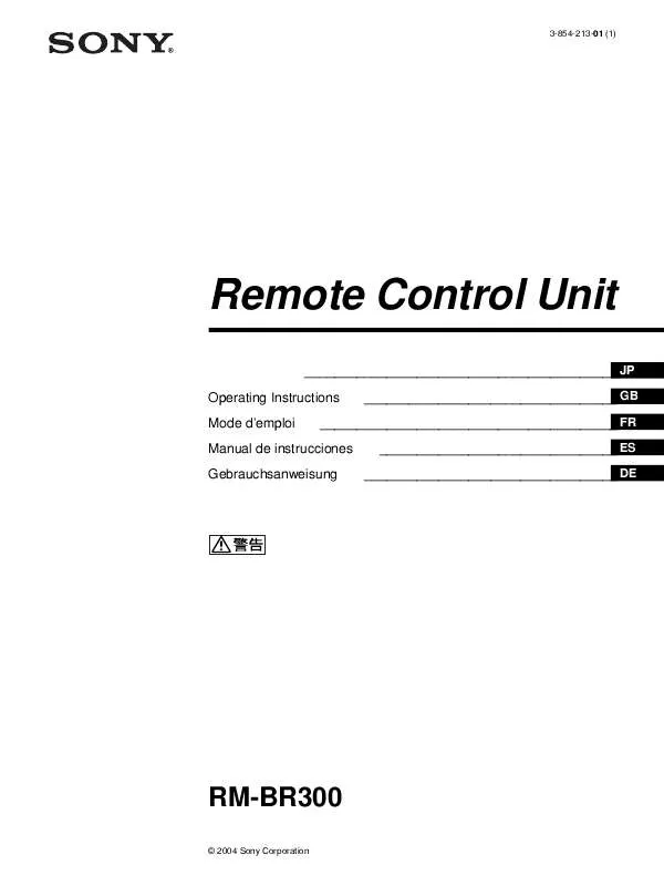 Mode d'emploi SONY RM-BR300