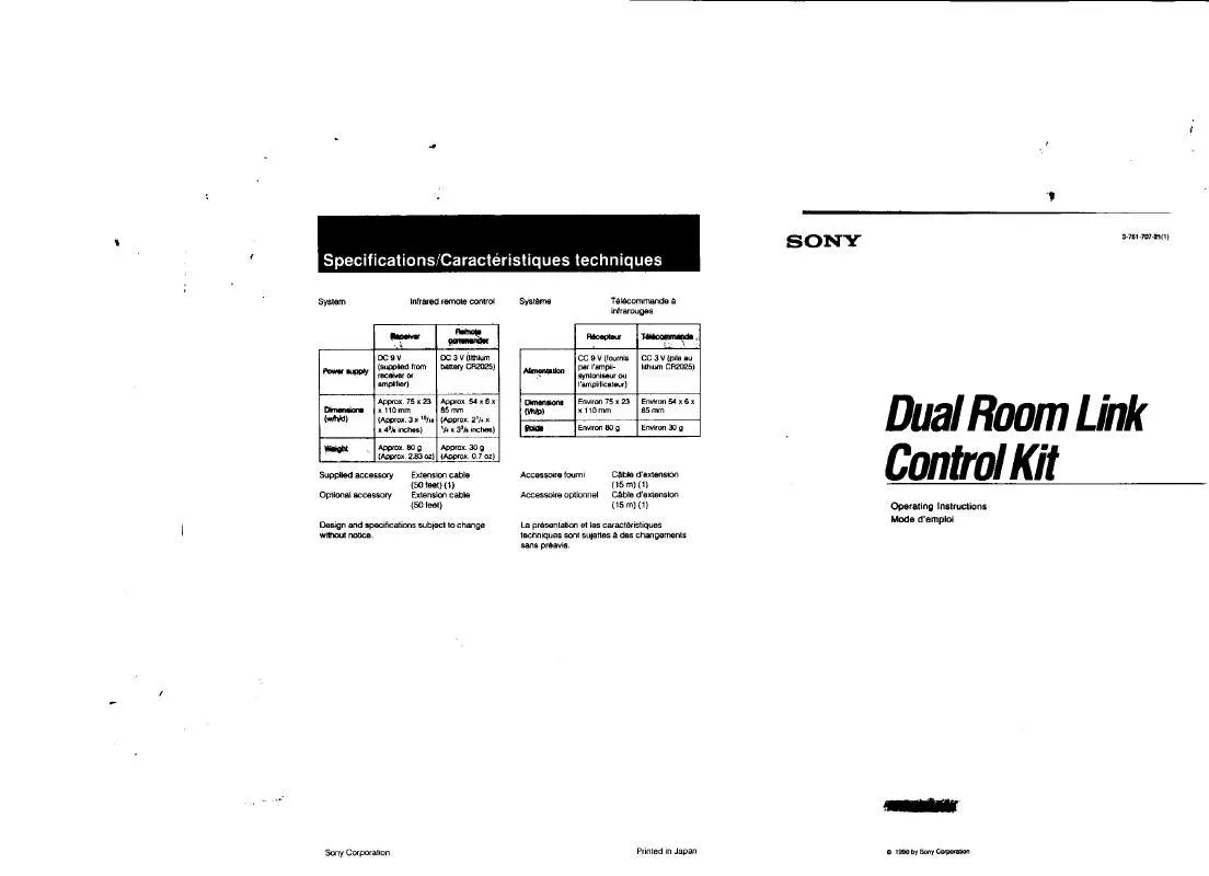 Mode d'emploi SONY RM-S2020K