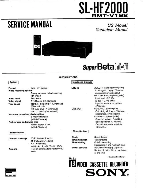 Mode d'emploi SONY RMT-V128