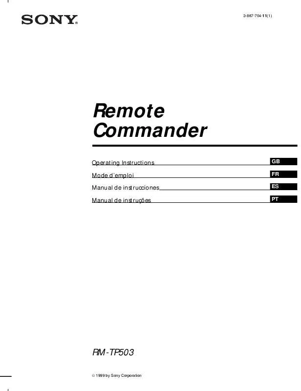 Mode d'emploi SONY RM-TP503