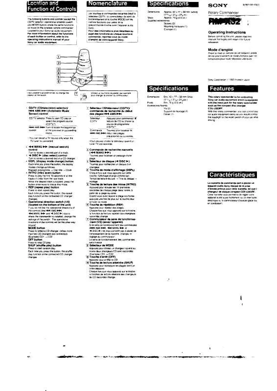 Mode d'emploi SONY RM-X32